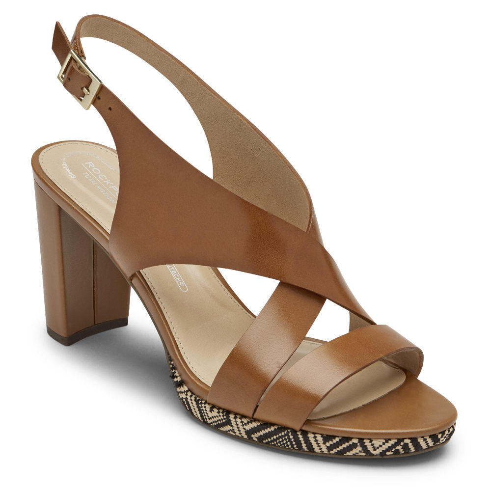 Rockport Hæler Sko Dame Brune - Total Motion Ivy Cross Slingback - JZRT31048